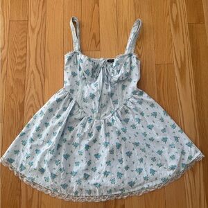 Blue floral corset bustier babydoll dress